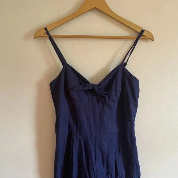 J. Crew Navy Linen Front Tie Jumpsuit - Picture 4 of 14